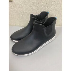Native Shoes Ap Rain Boots Men size 12 Jeffy Black Shell White Chelsea